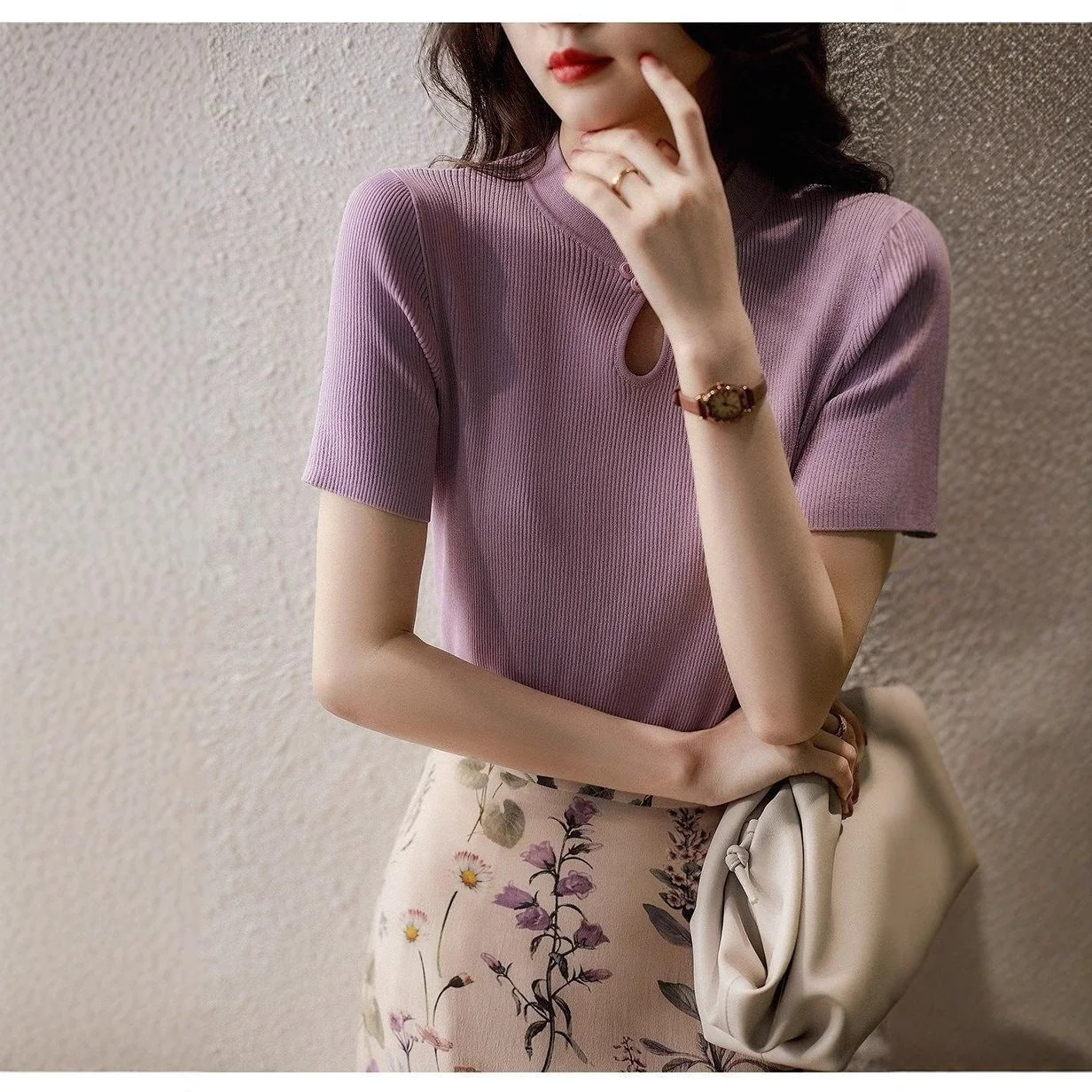 Retro Button-Collar Core-Spun Yarn T-Shirt | Summer 2025 Collection - Image 4