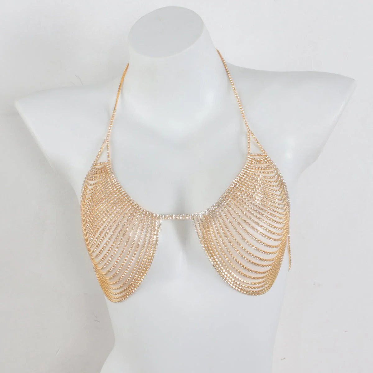Rhinestone bra fashion bikini clavicle chain body chain necklace set - Image 3