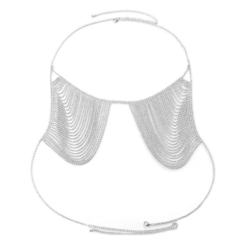 Rhinestone bra fashion bikini clavicle chain body chain necklace set - Image 4