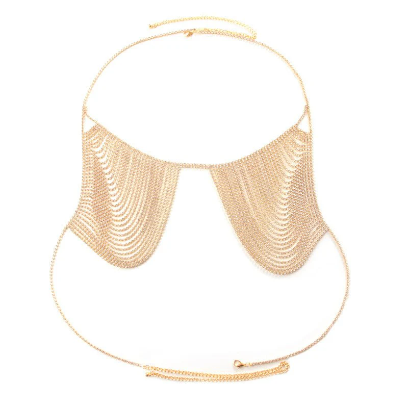 Rhinestone bra fashion bikini clavicle chain body chain necklace set - Image 5