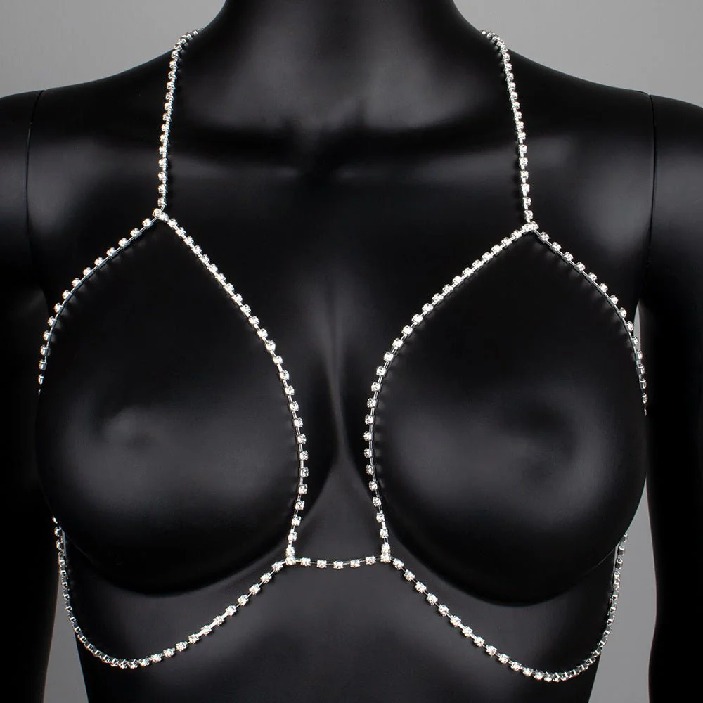 Rhinestone chain chest chain super flash sxy rhinestone halter neck body chain - Image 15