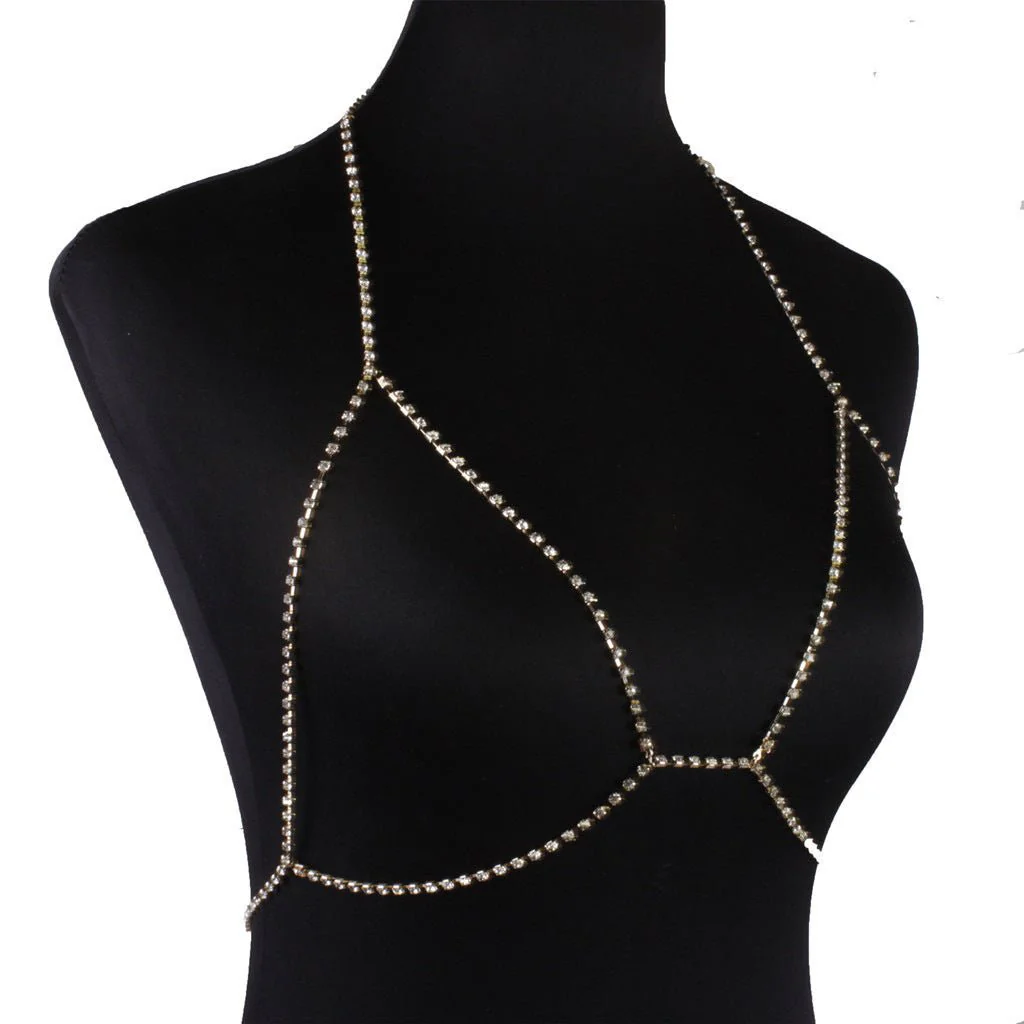 Rhinestone chain chest chain super flash sxy rhinestone halter neck body chain - Image 23
