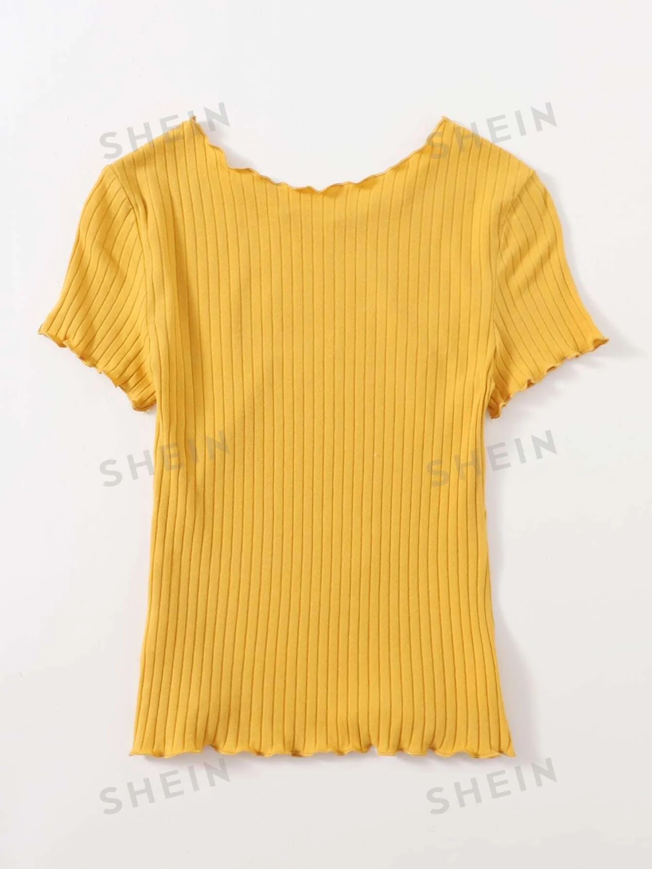 Ribbed Lettuce-Edge Form-Fitting Top - Image 10