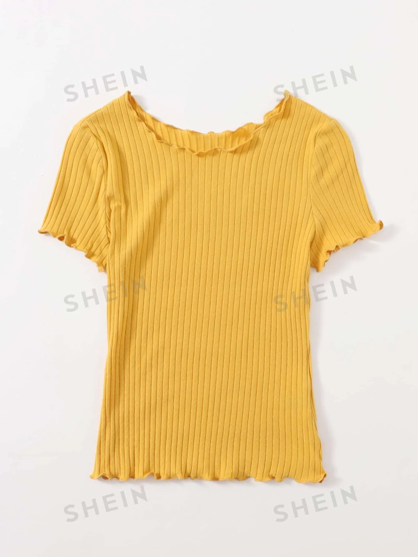 Ribbed Lettuce-Edge Form-Fitting Top - Image 11