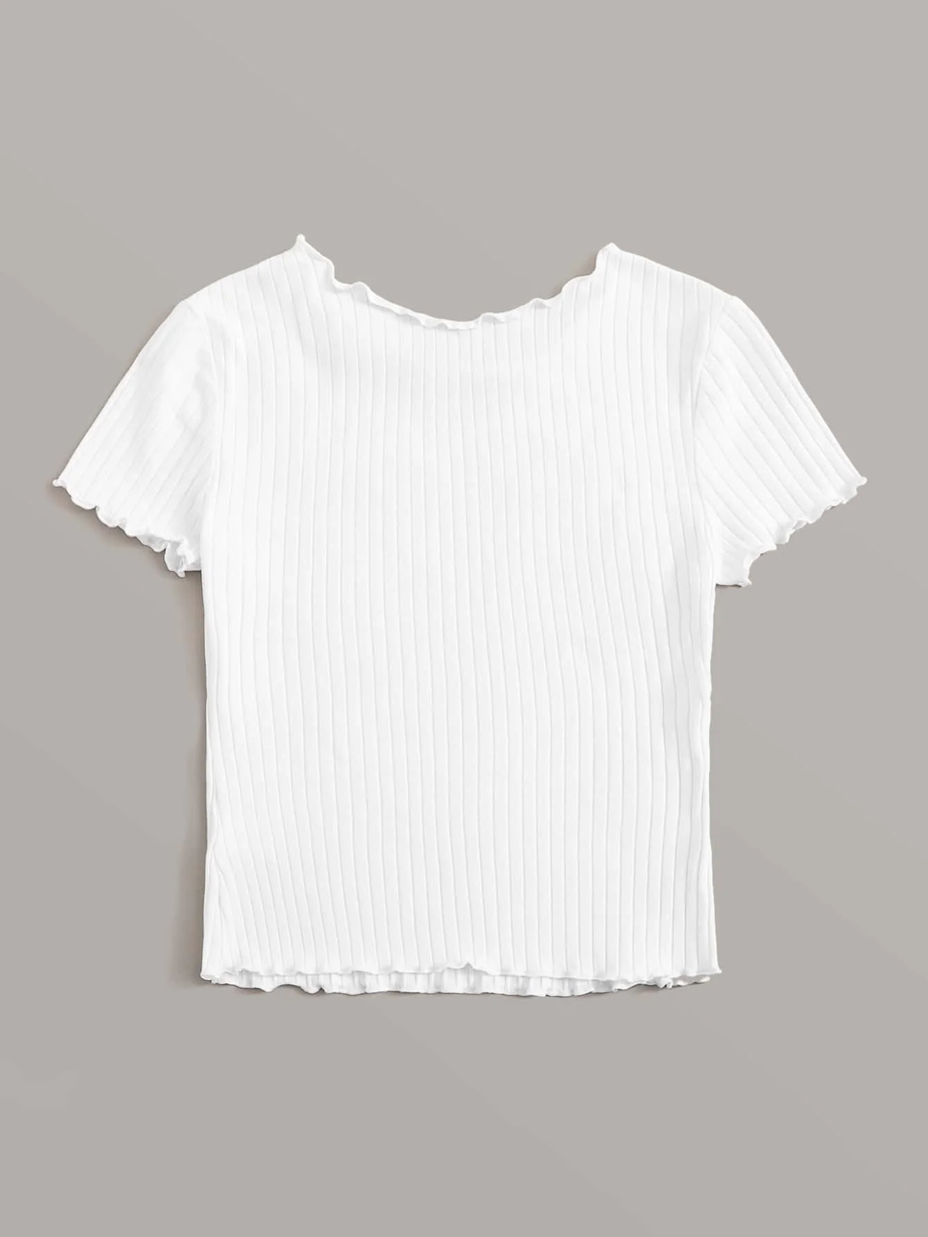 Ribbed Lettuce-Edge Form-Fitting Top - Image 14