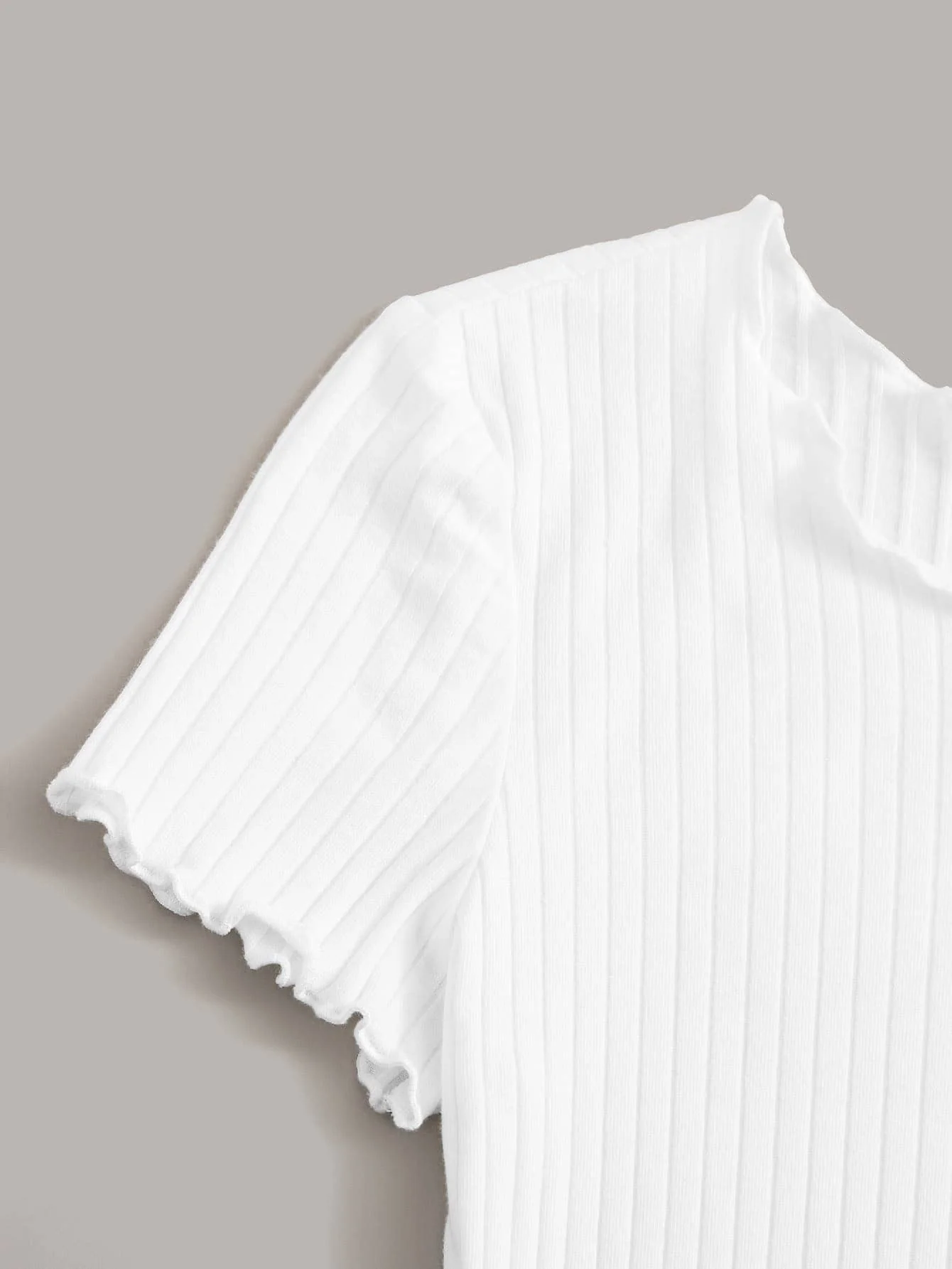 Ribbed Lettuce-Edge Form-Fitting Top - Image 16