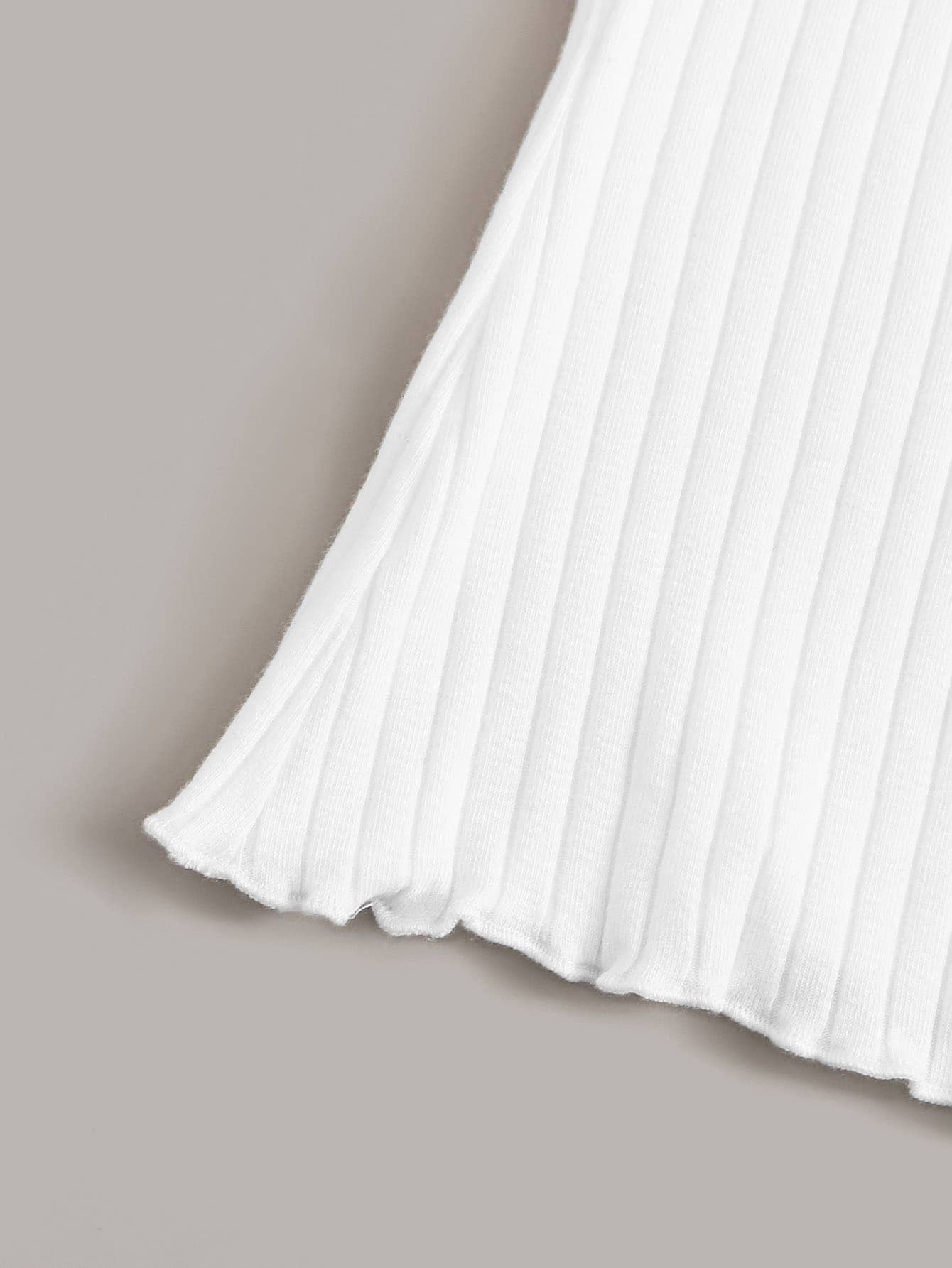 Ribbed Lettuce-Edge Form-Fitting Top - Image 17