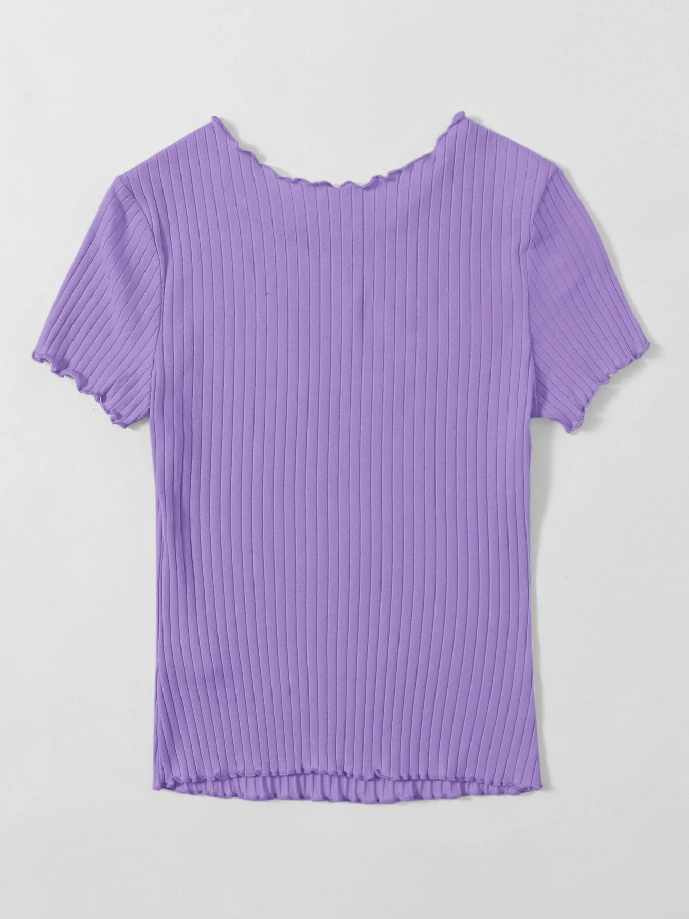 Ribbed Lettuce-Edge Form-Fitting Top - Image 18