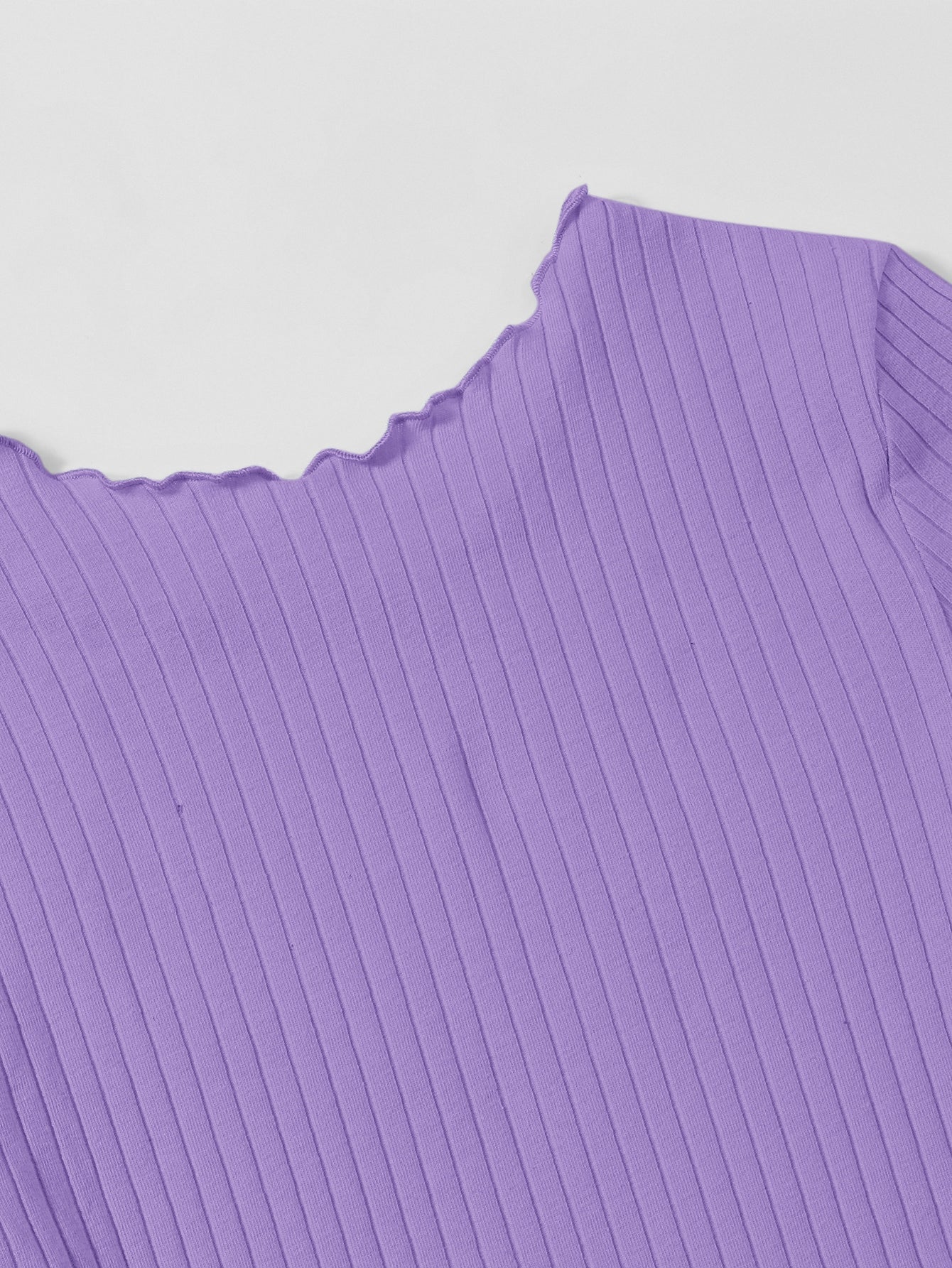 Ribbed Lettuce-Edge Form-Fitting Top - Image 19