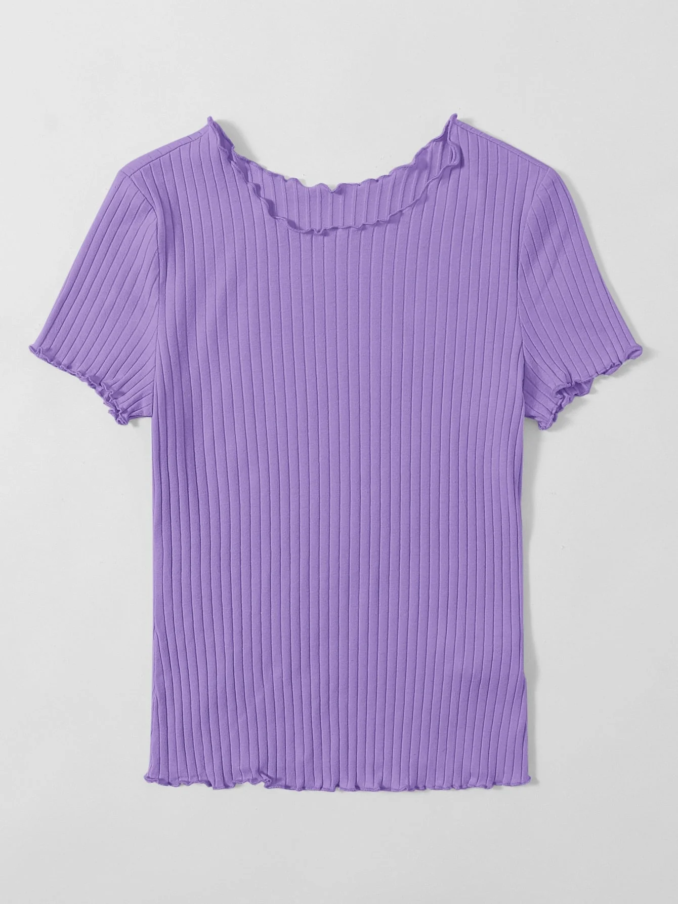 Ribbed Lettuce-Edge Form-Fitting Top - Image 20