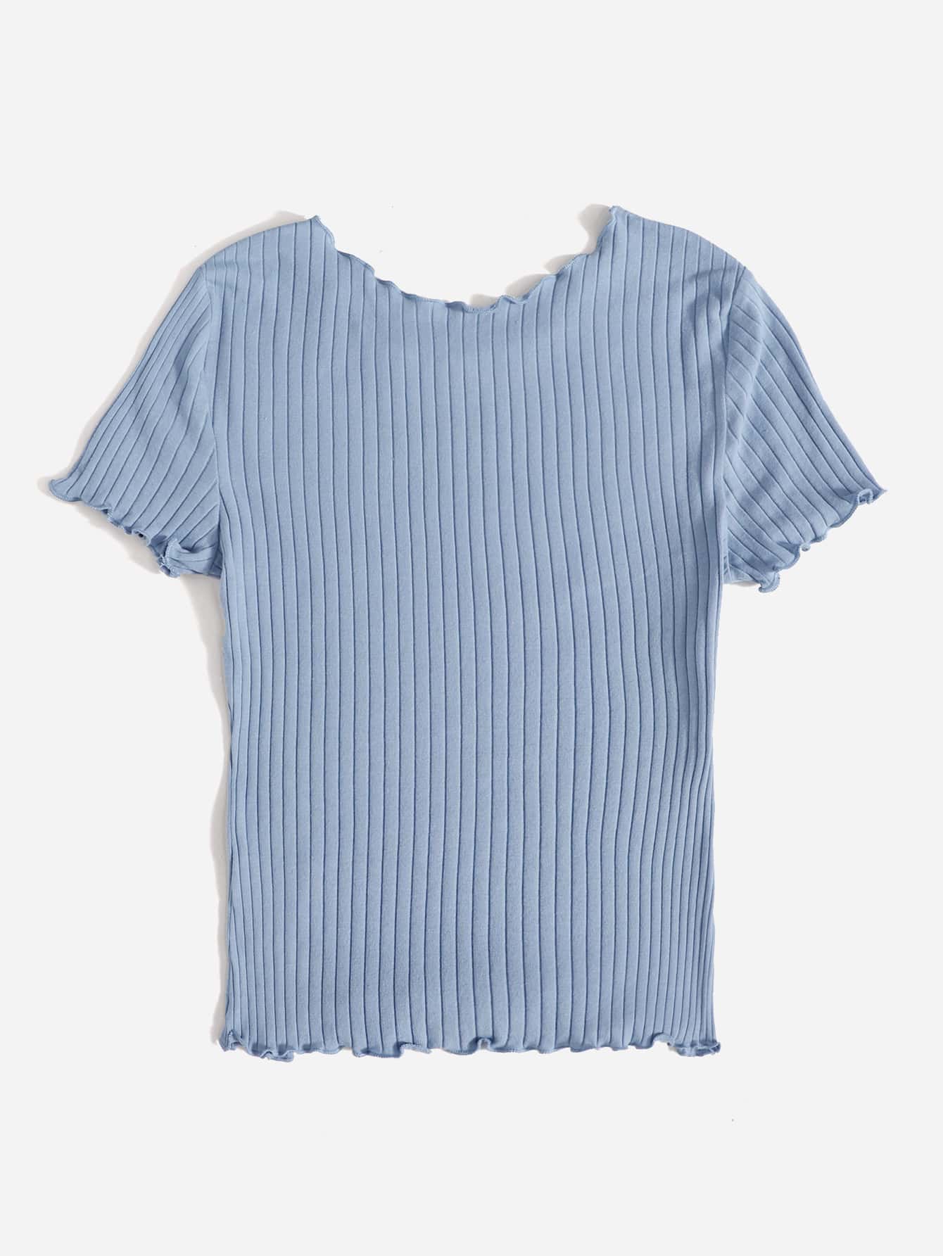 Ribbed Lettuce-Edge Form-Fitting Top - Image 23