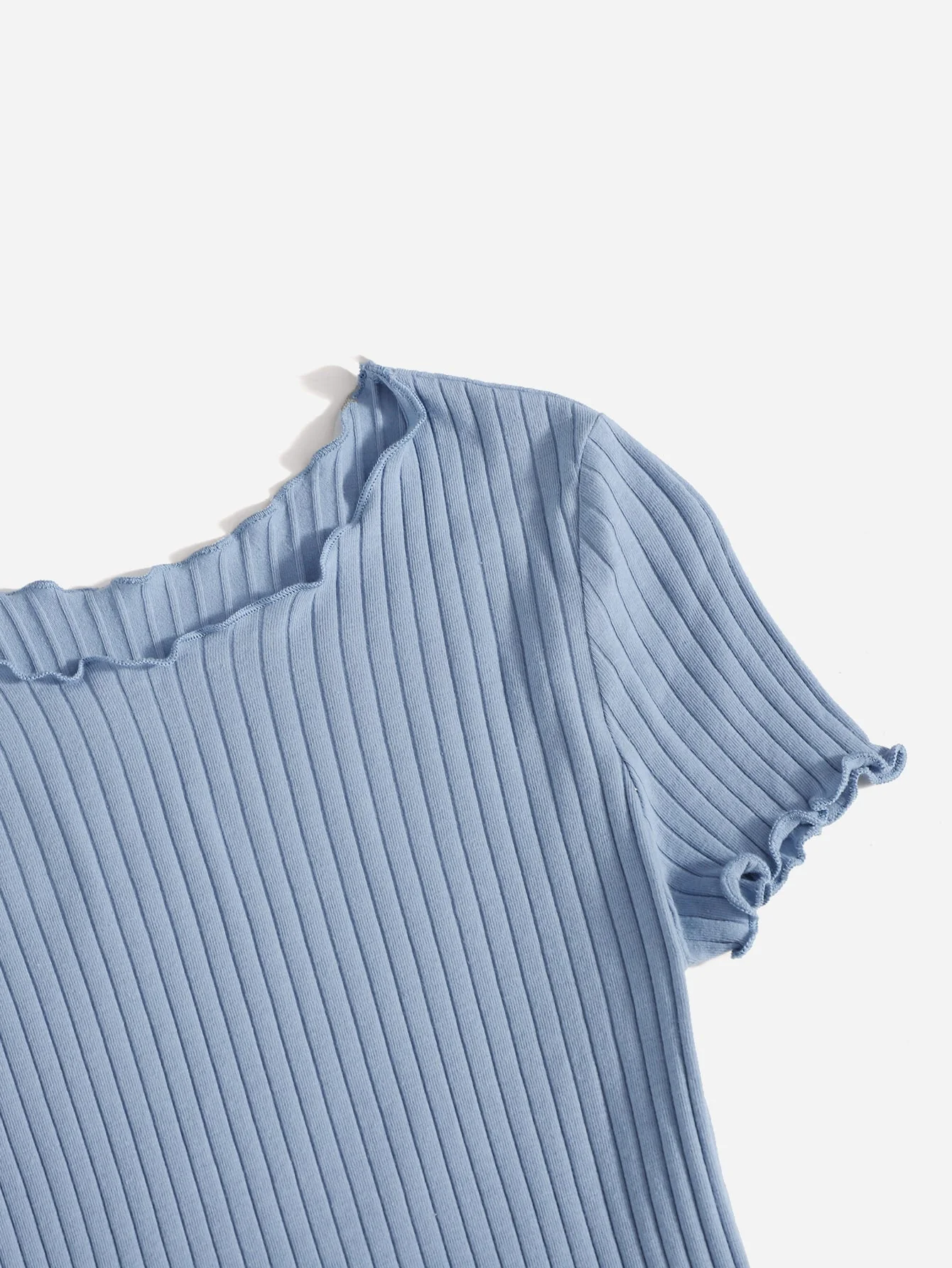 Ribbed Lettuce-Edge Form-Fitting Top - Image 24