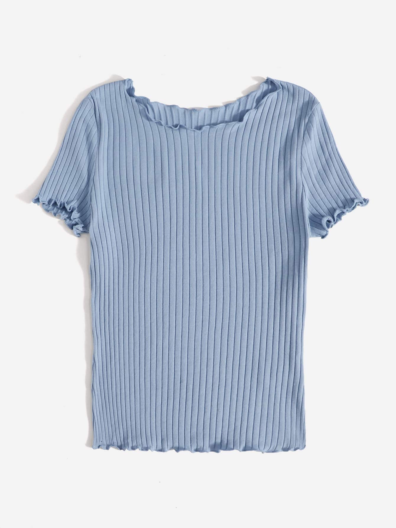 Ribbed Lettuce-Edge Form-Fitting Top - Image 25
