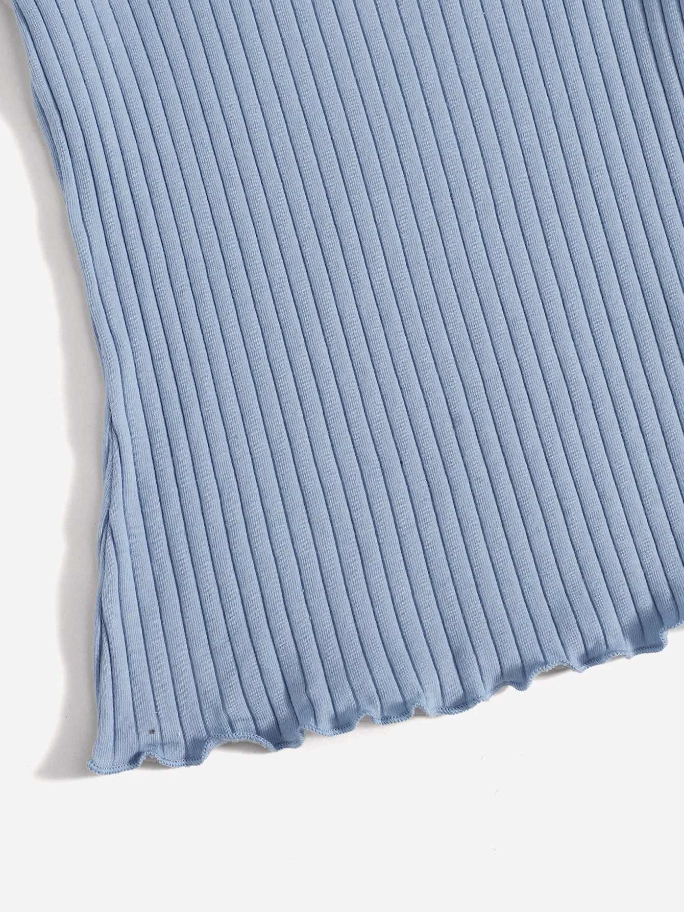 Ribbed Lettuce-Edge Form-Fitting Top - Image 26