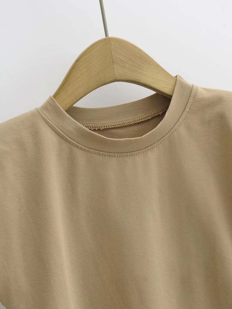 Right angle shoulder pad bodysuit summer new T-shirt solid color open crotch tight bodysuit - Image 12