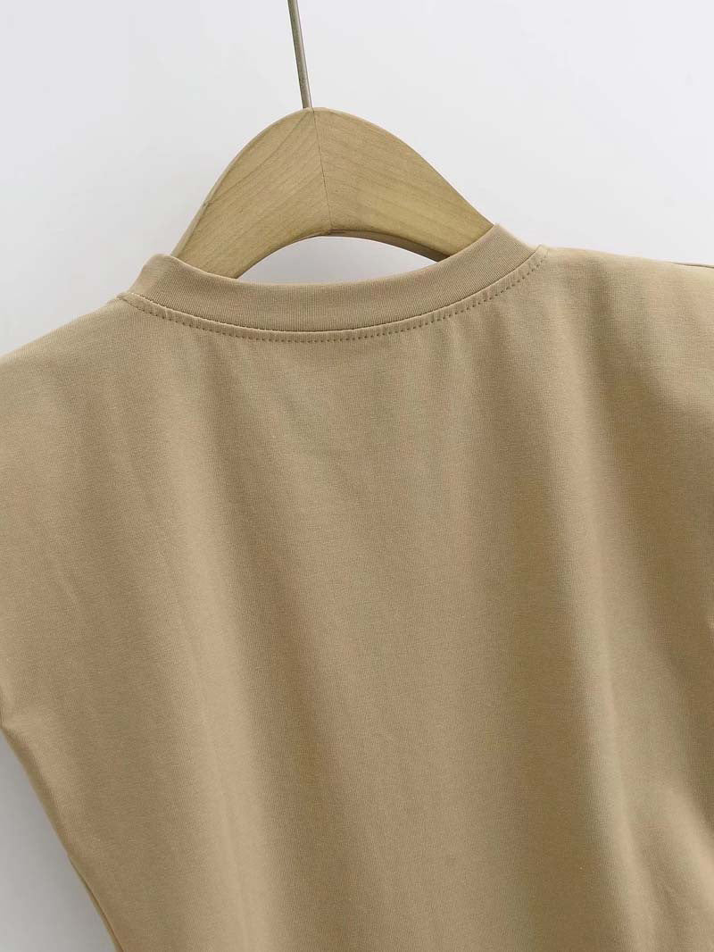 Right angle shoulder pad bodysuit summer new T-shirt solid color open crotch tight bodysuit - Image 13