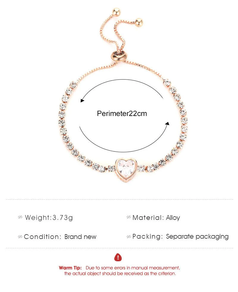 Rose gold heart zircon bracelet versatile high-end female alloy diamond ladies bracelet bracelet jewelry - Image 21
