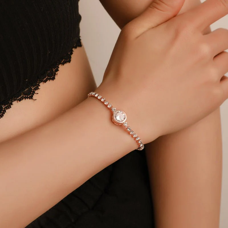 Rose gold heart zircon bracelet versatile high-end female alloy diamond ladies bracelet bracelet jewelry - Image 24