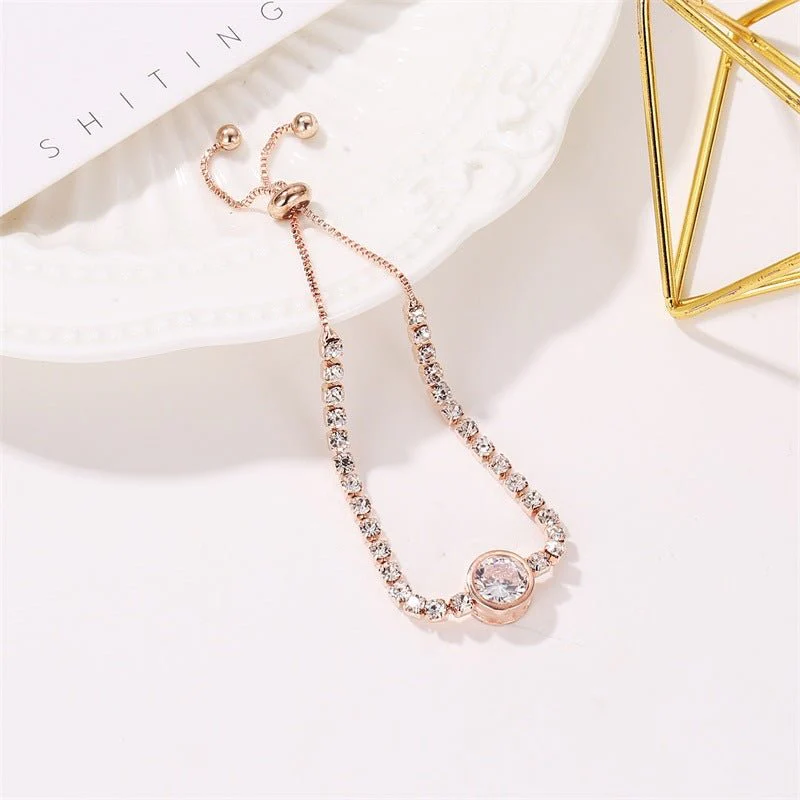 Rose gold heart zircon bracelet versatile high-end female alloy diamond ladies bracelet bracelet jewelry - Image 27