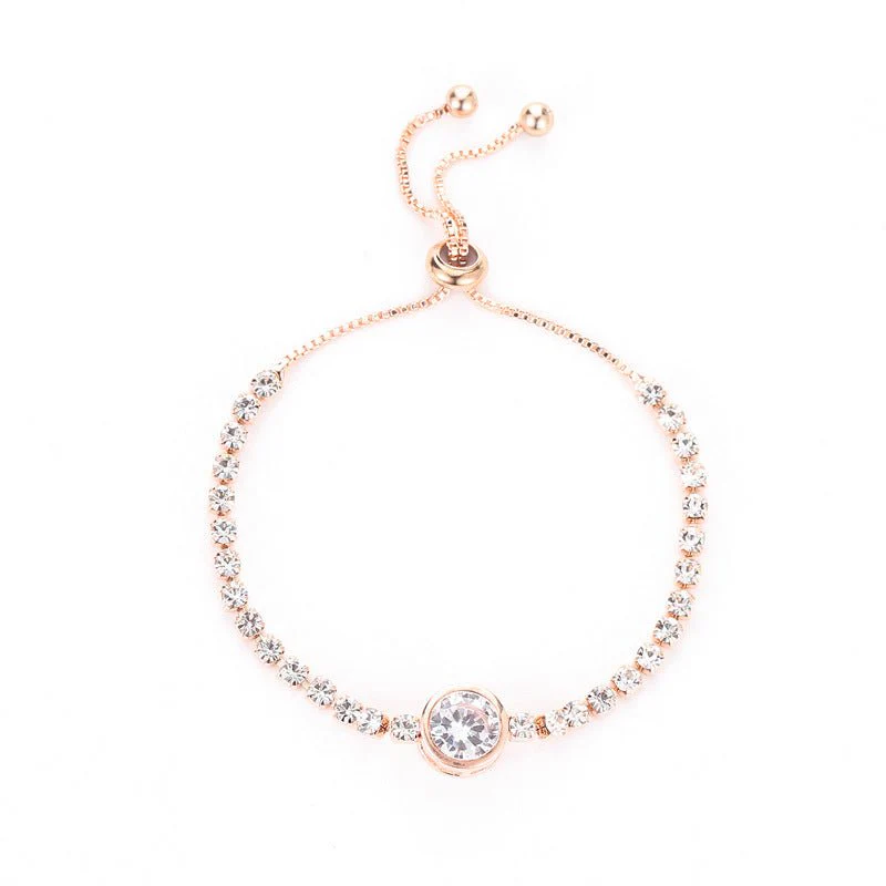 Rose gold heart zircon bracelet versatile high-end female alloy diamond ladies bracelet bracelet jewelry - Image 3