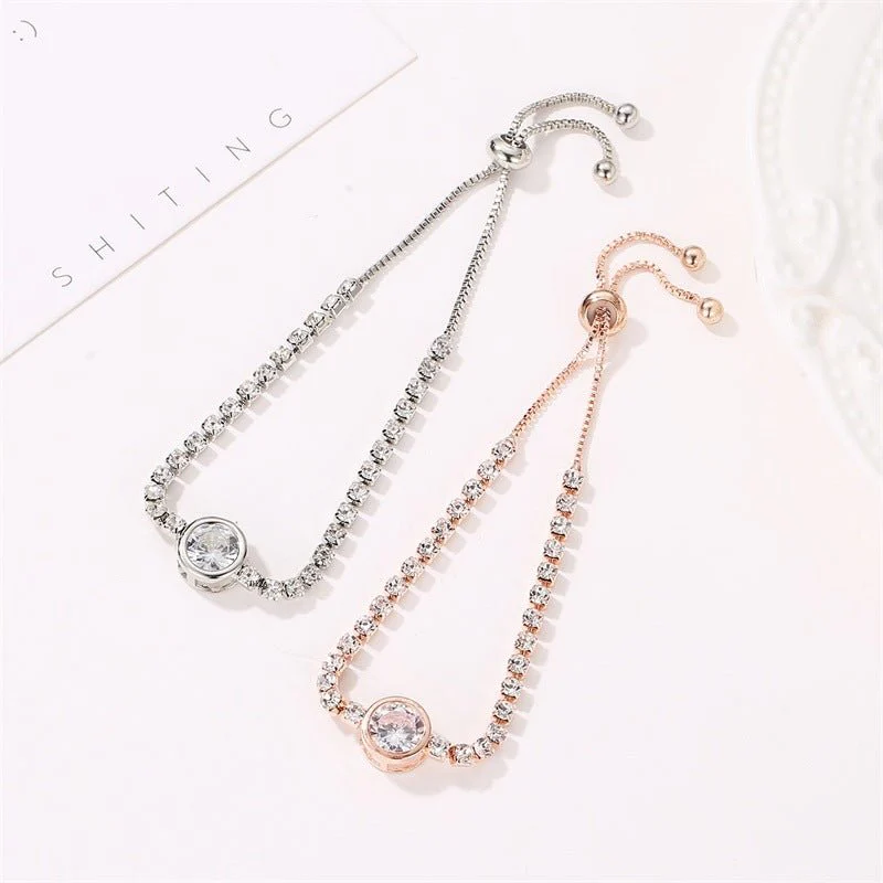 Rose gold heart zircon bracelet versatile high-end female alloy diamond ladies bracelet bracelet jewelry - Image 7