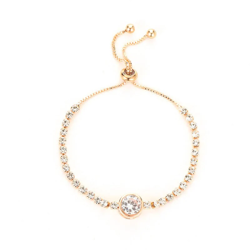 Rose gold heart zircon bracelet versatile high-end female alloy diamond ladies bracelet bracelet jewelry - Image 8