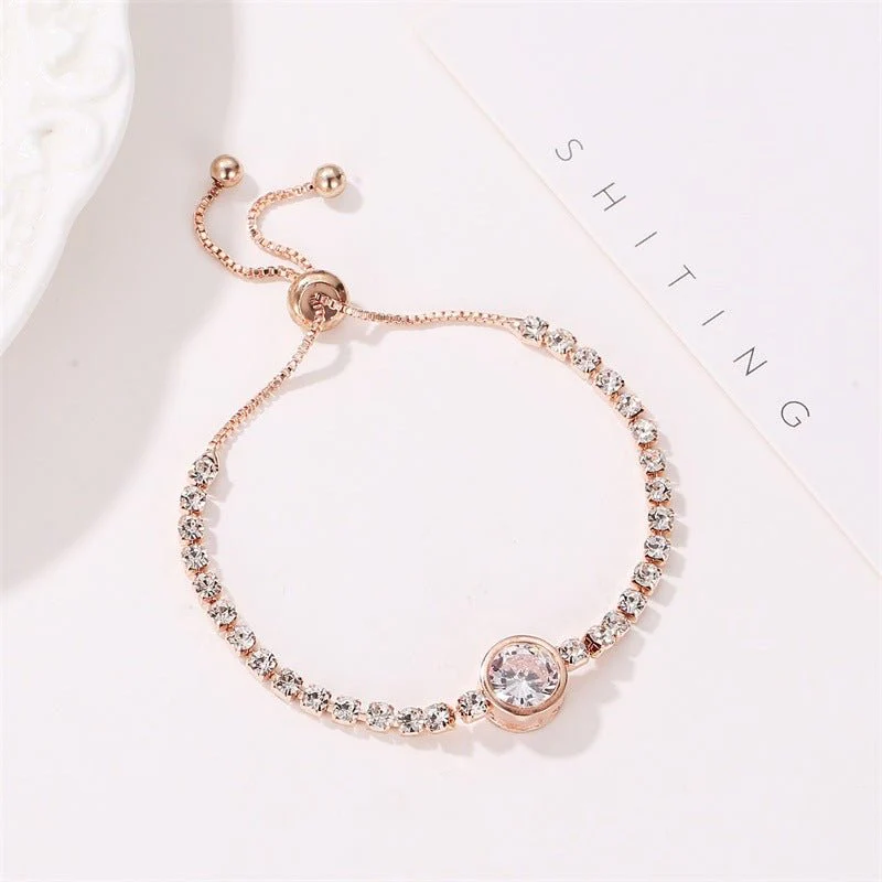 Rose gold heart zircon bracelet versatile high-end female alloy diamond ladies bracelet bracelet jewelry  FD - Image 26