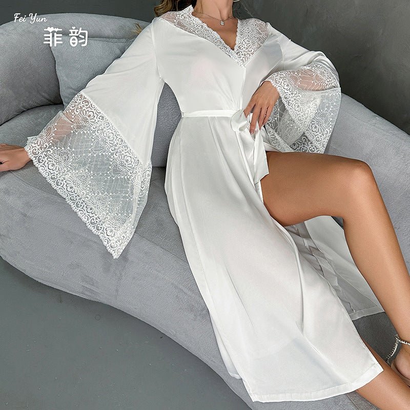 Satin Ethereal | Lace-Trimmed Light Luxury Morning Gown