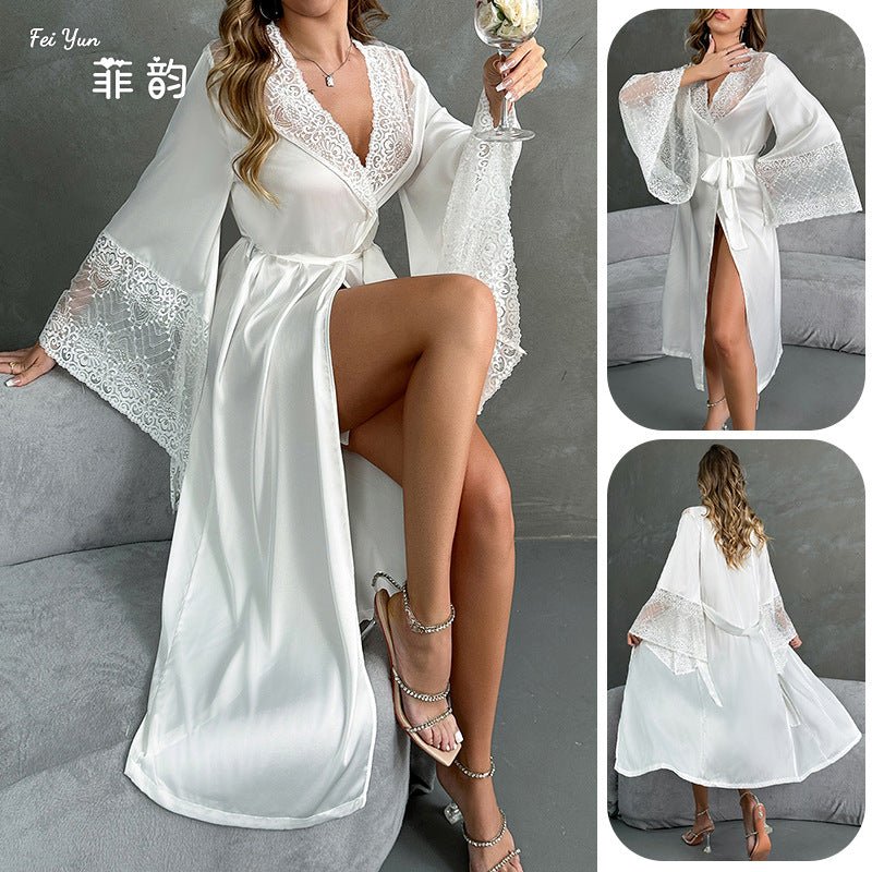 Satin Ethereal | Lace-Trimmed Light Luxury Morning Gown - Image 4