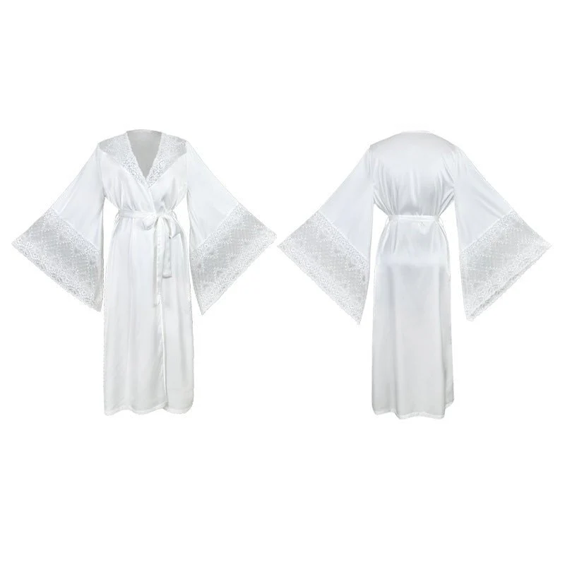 Satin Ethereal | Lace-Trimmed Light Luxury Morning Gown - Image 5