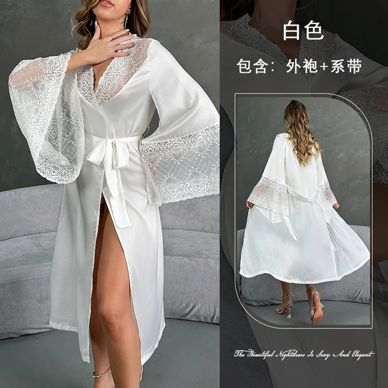 Satin Ethereal | Lace-Trimmed Light Luxury Morning Gown - Image 6