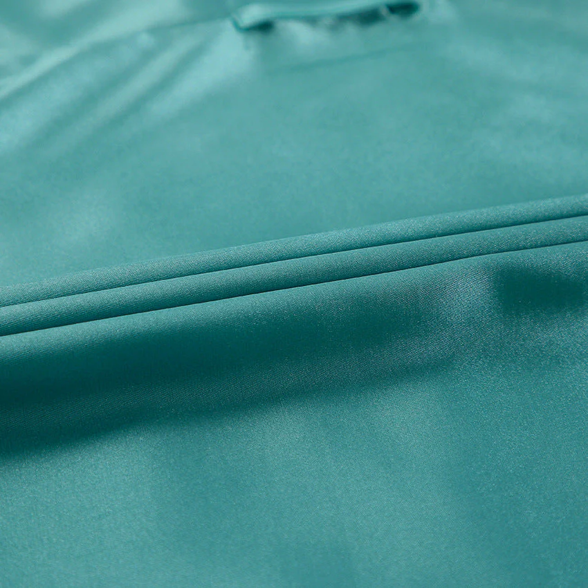 Satin Silk Cardigan Lace-up Nightgown Solid Color FD - Image 48