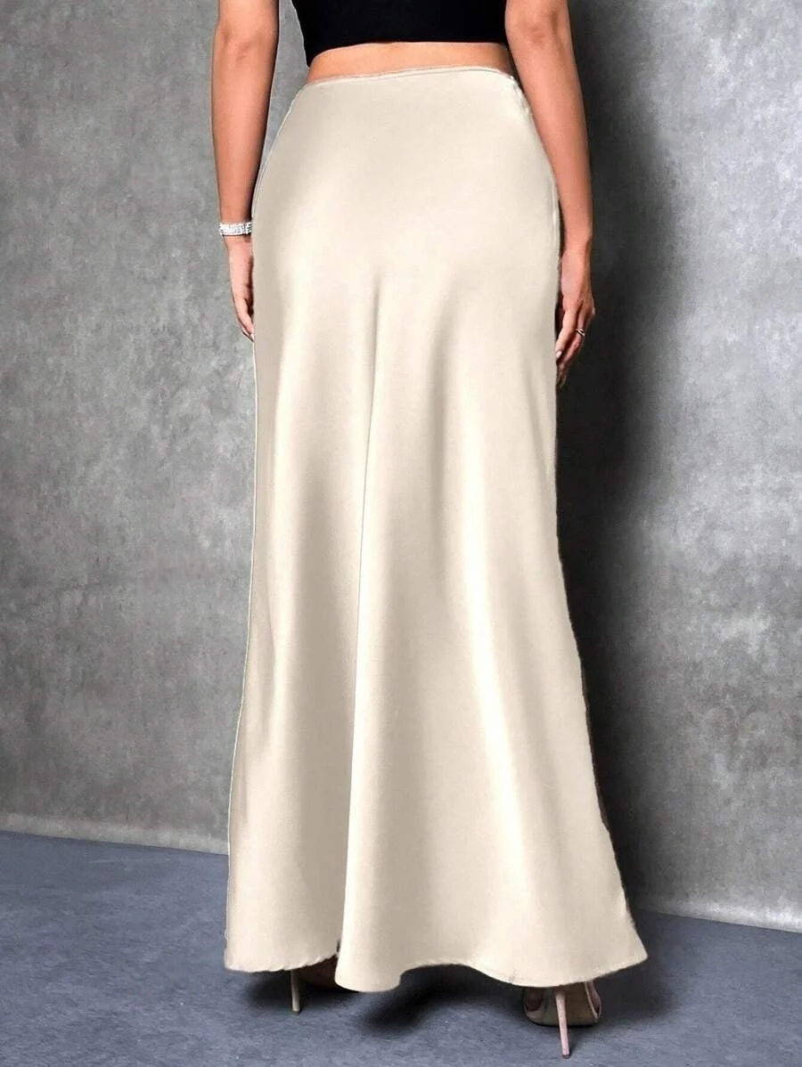 satin skirt spring and summer new simple imitation silk long skirt women's clothing - Image 29