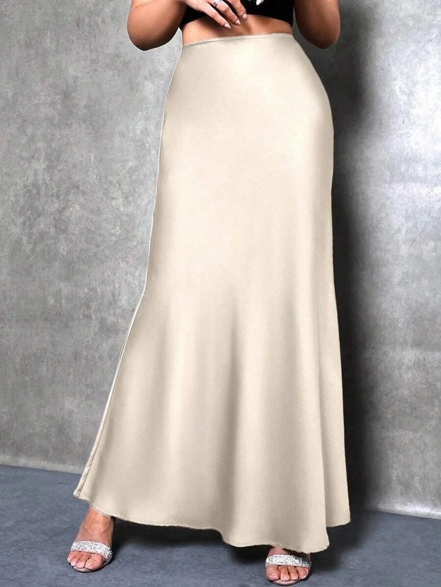 satin skirt spring and summer new simple imitation silk long skirt women's clothing - Image 34
