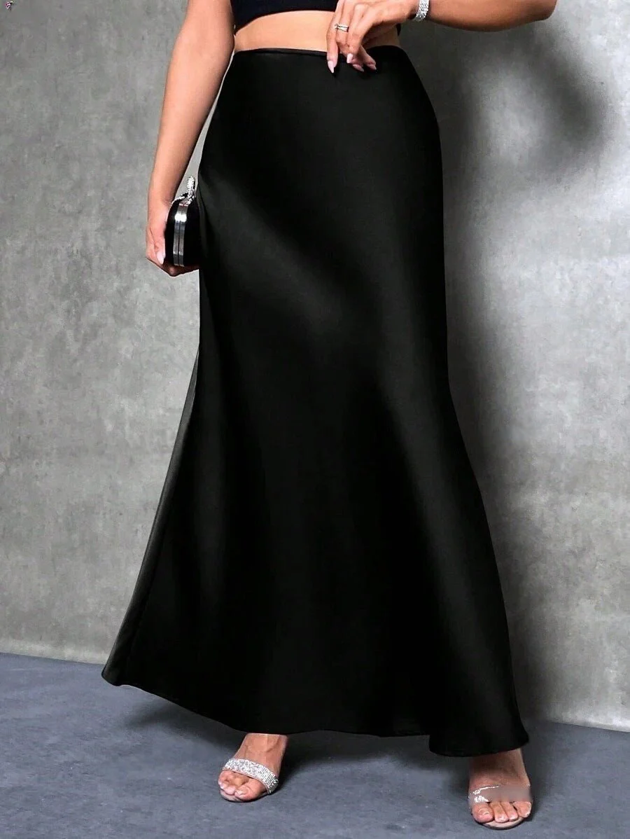 satin skirt spring and summer new simple imitation silk long skirt women's clothing - Image 41