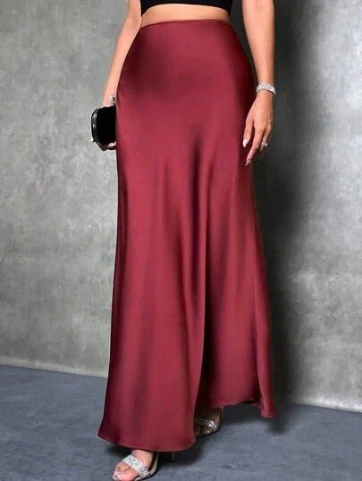 satin skirt spring and summer new simple imitation silk long skirt women's clothing - Image 6