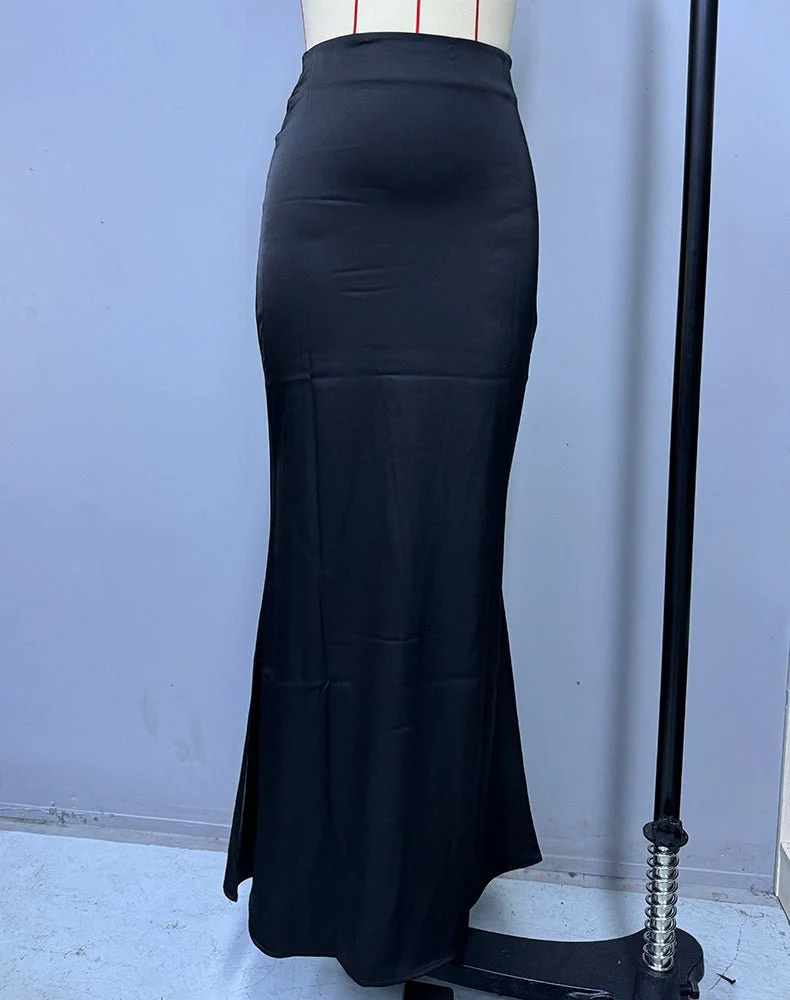 satin skirt spring and summer new simple imitation silk long skirt women's clothing FD - Image 23