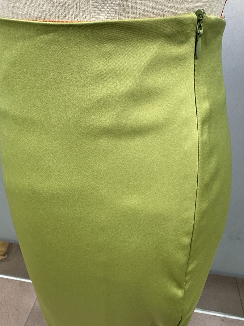 satin skirt spring and summer new simple imitation silk long skirt women's clothing FD - Image 27