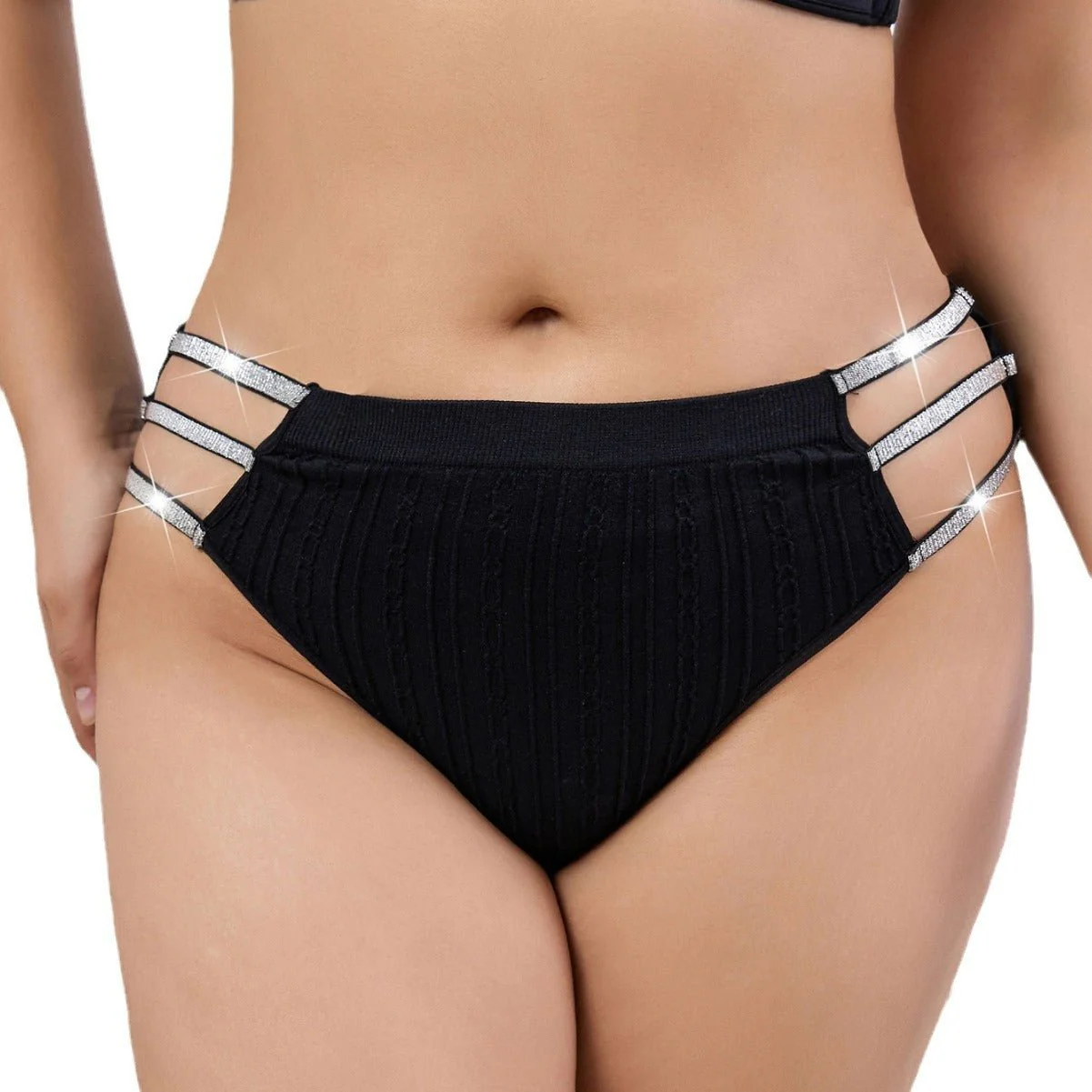 Seamless Lift | Plus Size Mid-Waist Hip Coverage Panties Black FD - Image 4