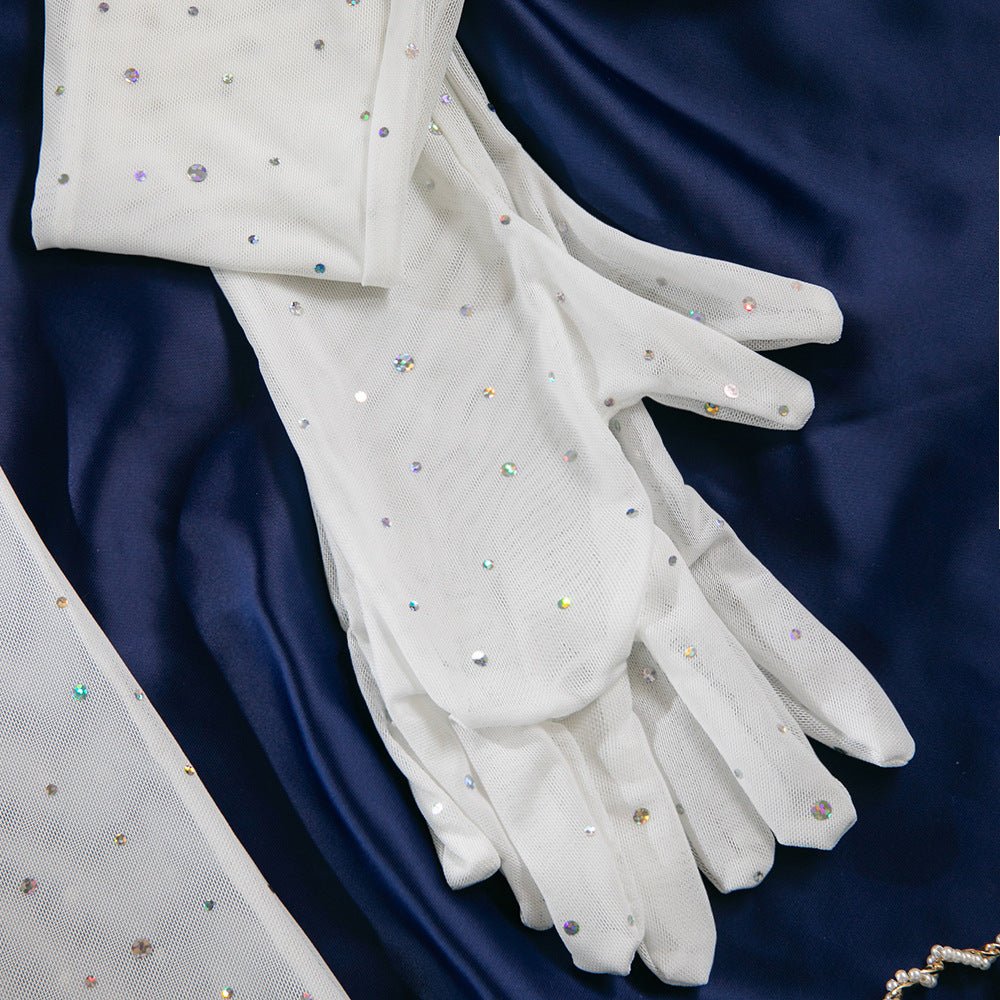 Sequins featured ladies nightclub style steel ring gathered gloves tie rope three-piece set FD - Image 54
