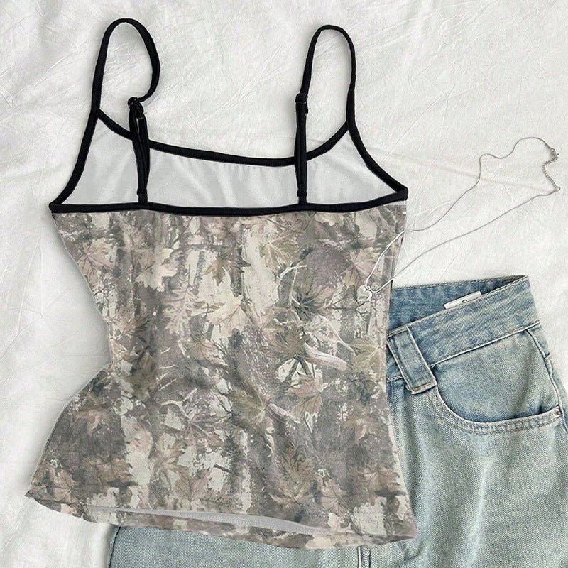 sexy suspender tops for women 2025 summer retro color small vest inner wear for women - Image 2