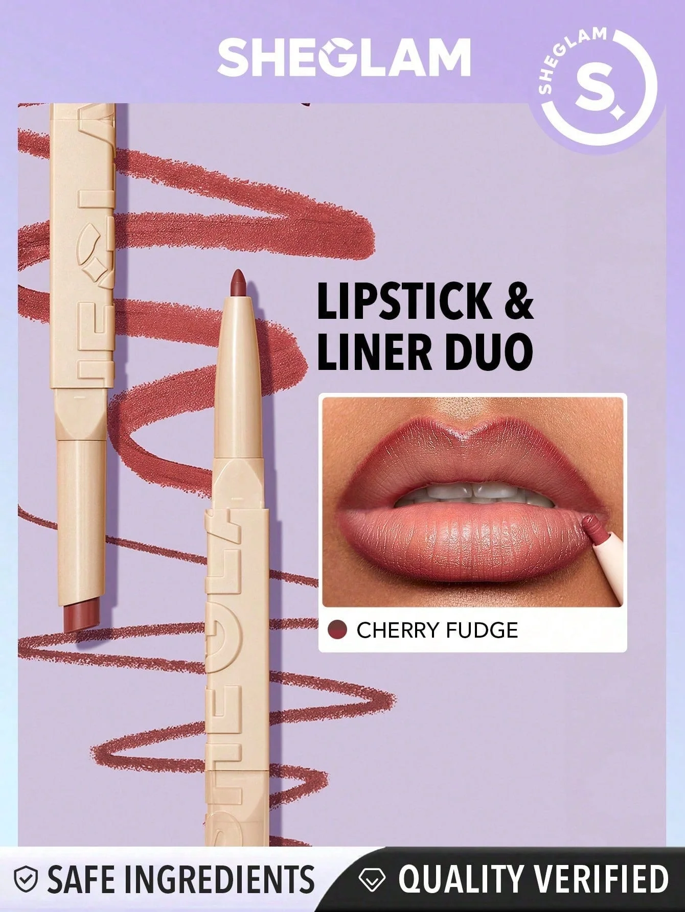 SHEGLAM 101 Lipstick & Liner Duo-Soft Chai 2-In-1 Matte Dual-Ended Lip Liner - Image 3
