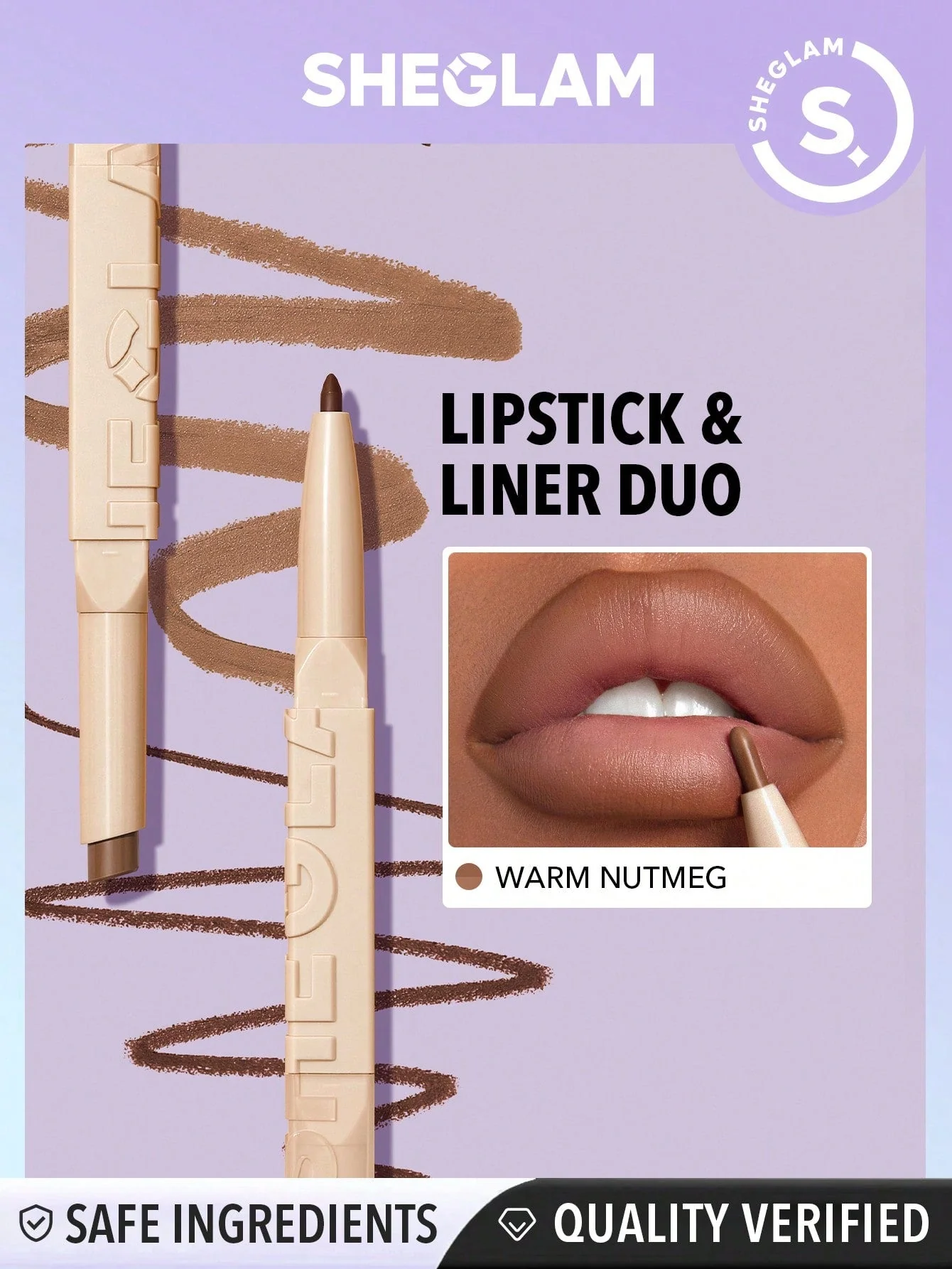 SHEGLAM 101 Lipstick & Liner Duo-Soft Chai 2-In-1 Matte Dual-Ended Lip Liner - Image 4