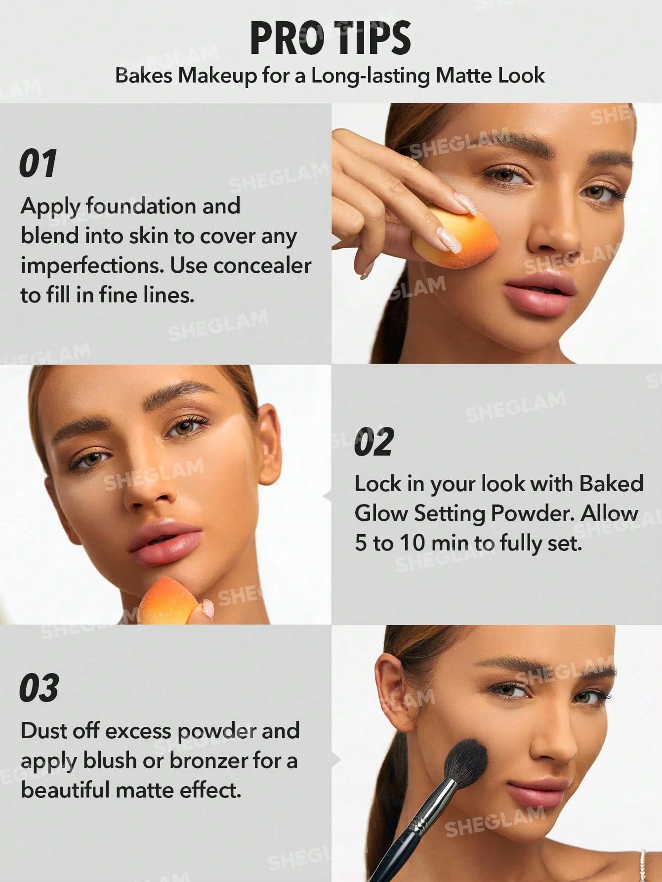 SHEGLAM Baked Glow Setting Powder-Light Pink  Oil Control Loose Setting Powder FD - Image 3