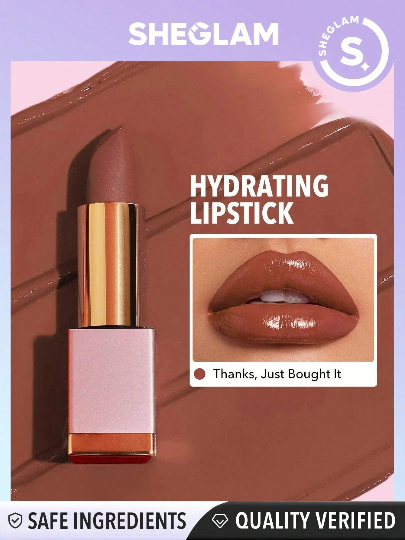 SHEGLAM Creme Allure Lipstick - Nude 8 Colors Moisturizing  Lipstick Lip Glow Nourishing Essence Hydrating Lip Care - Image 4