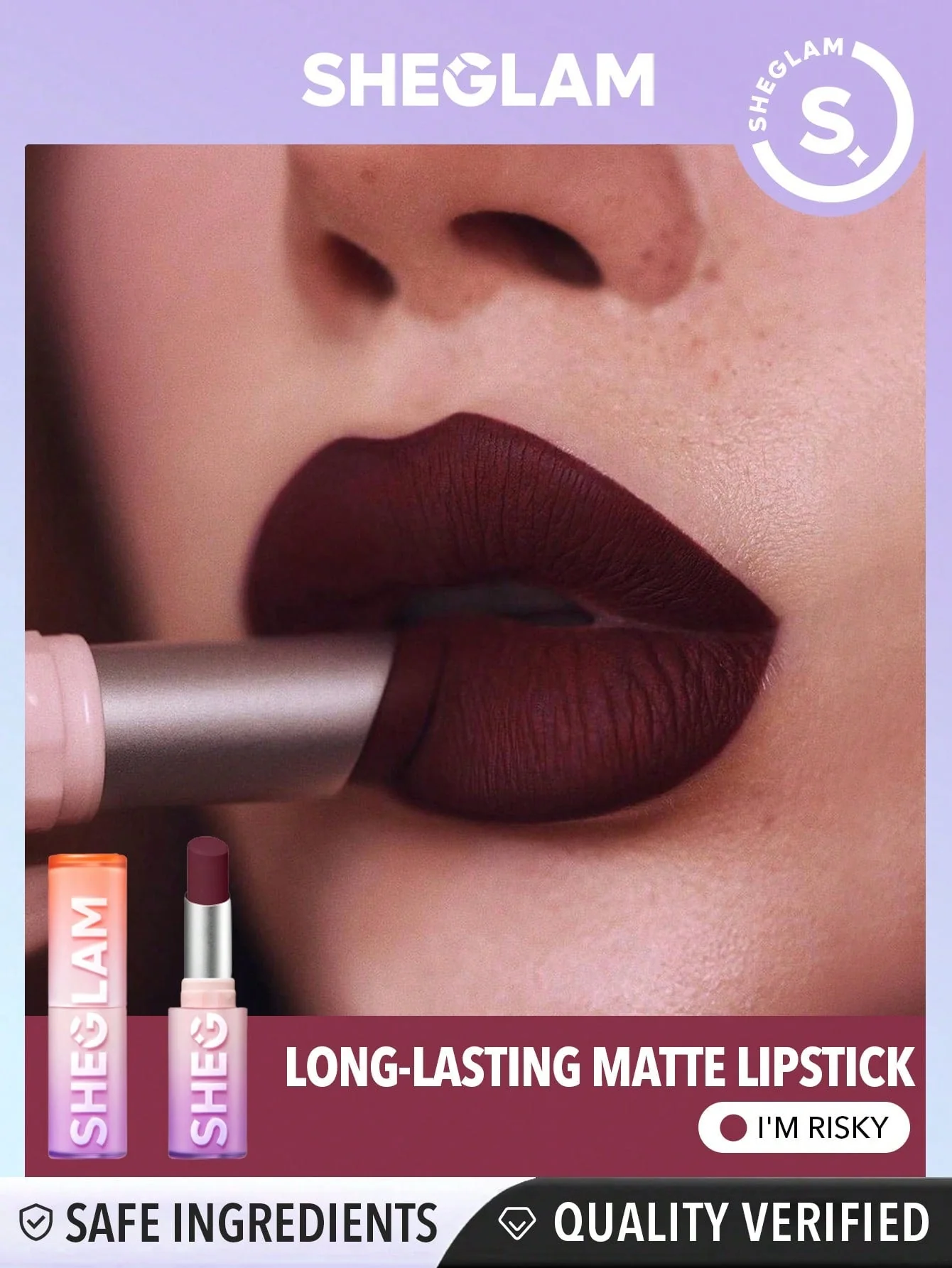 SHEGLAM Dynamatte Boom Long Lasting Matte Lipstick Brown & Purple (FD)
