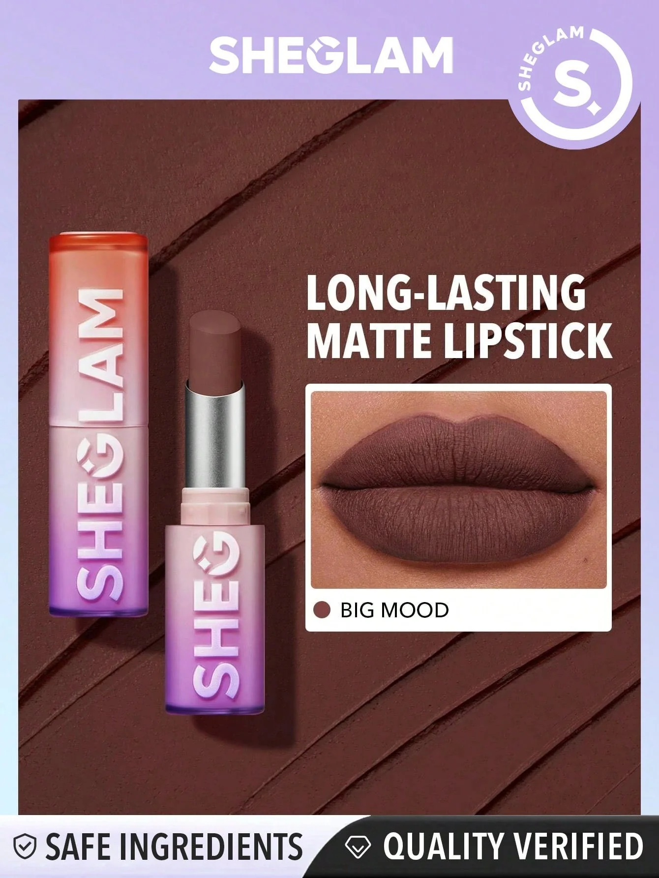 SHEGLAM Dynamatte Boom Long Lasting Matte Lipstick Brown & Purple (FD) - Image 13