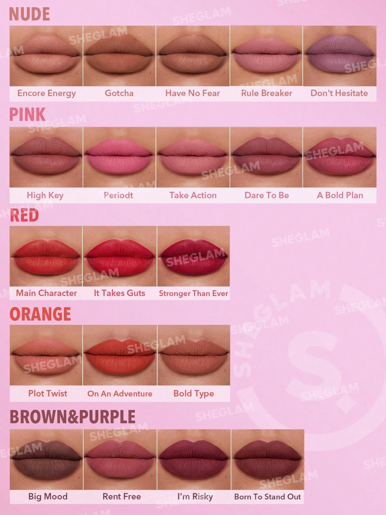 SHEGLAM Dynamatte Boom Long Lasting Matte Lipstick Brown & Purple (FD) - Image 20