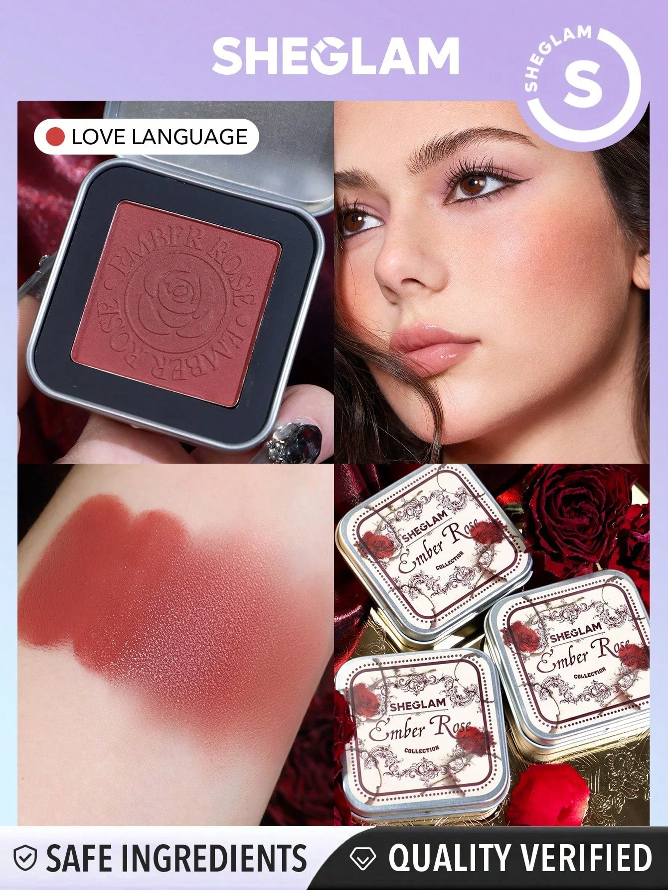 SHEGLAM Ember Rose Eternal Flame Cream, Blush-Cream-To-Powder Blush Palette Highly Pigmented Non-Fading Long Lasting Natural Easy To Use Blush Box - Image 3