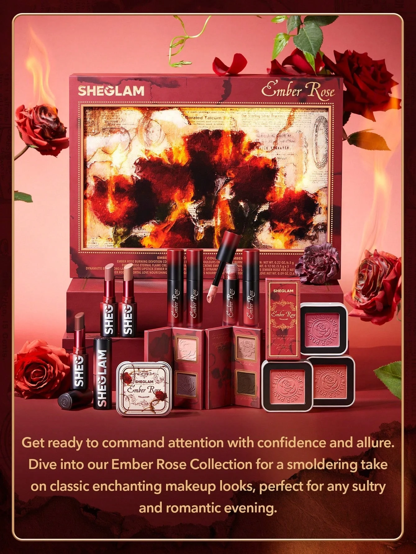 SHEGLAM Ember Rose Immortal Love Nourishing Lip Gloss - Pink Liquid Lipstick High Shine Finish Ultra Moisturizing Lip Glaze Luminous Shine Non-Sticky Li Makeup - Image 11